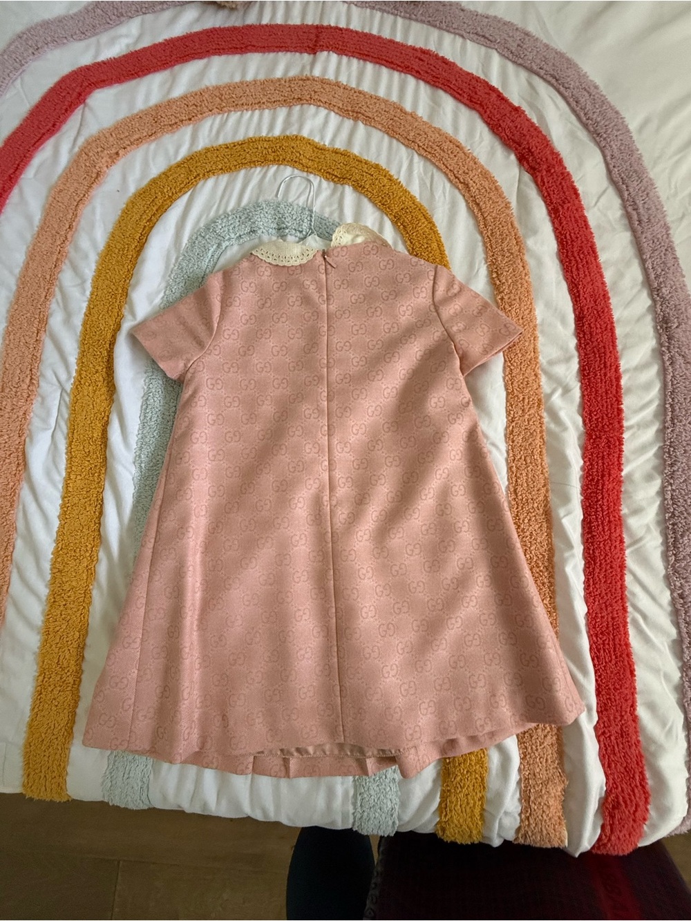 Gucci Pink Jacquard Short-Sleeve Peter Pan Collar Dress